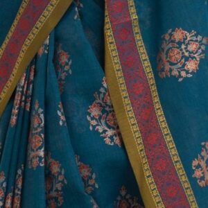 Teal Cotton Karchupi Saree