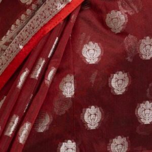 Burgundy Half-silk Saree