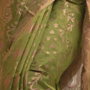 Olive Green Half-silk Saree