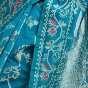 Teal Blue Half-silk Saree