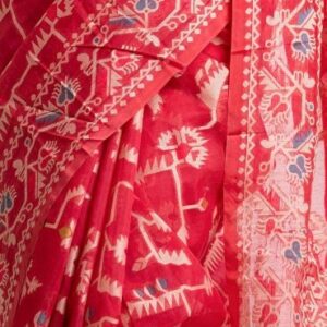 Bright Pink Half-silk Saree
