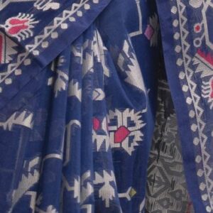 Navy Blue Half-silk Saree