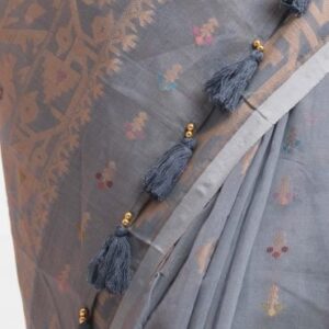 Ash Blue Half-silk Saree