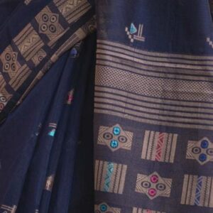 Navy Blue Half-silk Saree