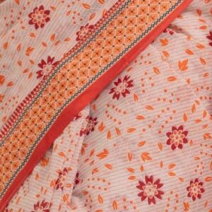White & Orange Cotton Karchupi Saree
