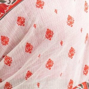 White Cotton Printed Saree