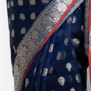 Navy Blue Half-silk Saree