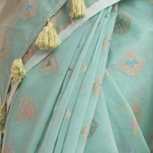 Aqua Green Half-silk Saree