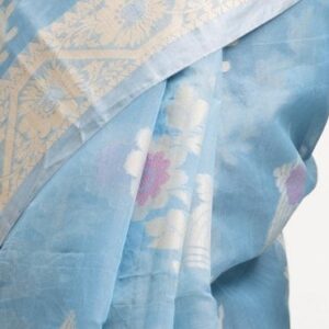 Turquoise Blue Half-silk Saree