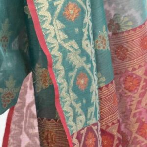 Green & Pink Half-silk Saree