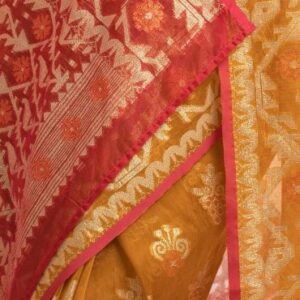 Yellow & Pink Half-silk Saree