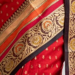Red Cotton Karchupi Saree
