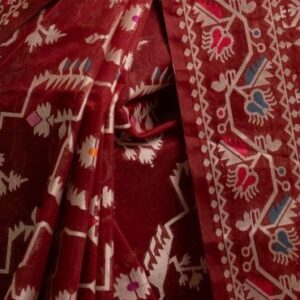 Maroon Half-silk Saree