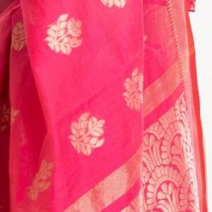 Bright Pink Half-silk Saree