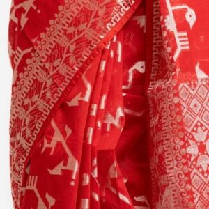 Red Half-silk Zari Saree