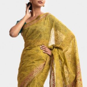 Olive Cotton Saree