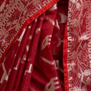Red Half-silk Saree