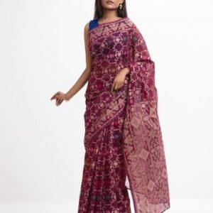 Burgundy Half-silk Saree